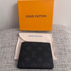 Louis Vuitton Wallet in Monogram Eclipse Black Gray LV Bifold / W/Box & Dustbag